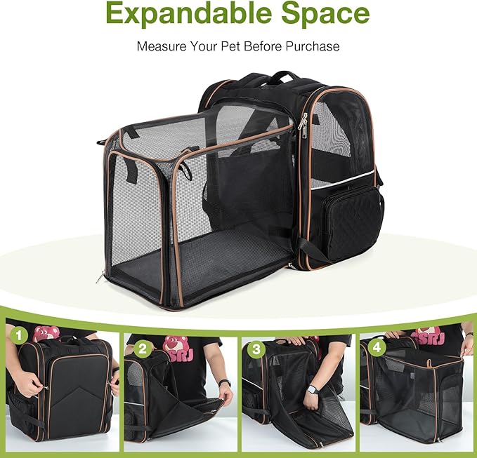 Lekebobor Large Cat Backpack Carrier Expandable Pet Carrier Backpack - Image 4