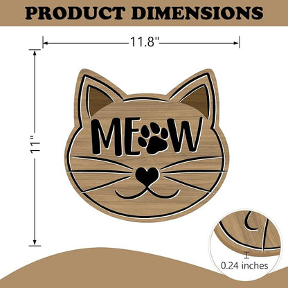 Cute Cat Meow Front Door Sign, Pet Farmhouse Wood Door Hanger Outdoor Outside - Image 2