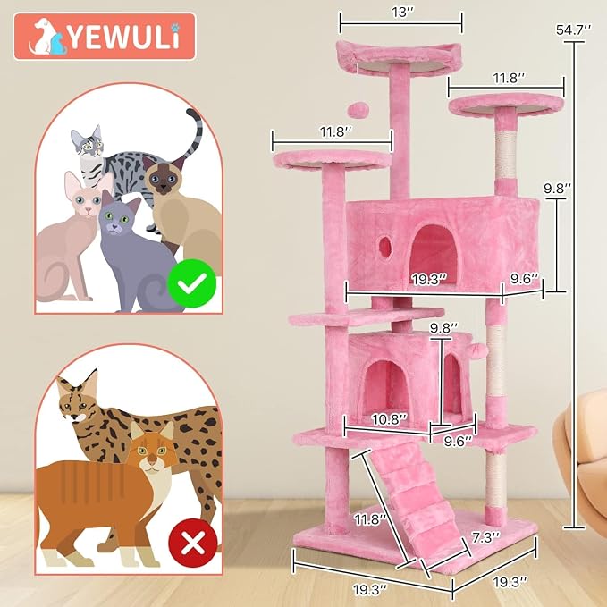 54in Cat Tree Cat Climbing Tower - Image 7