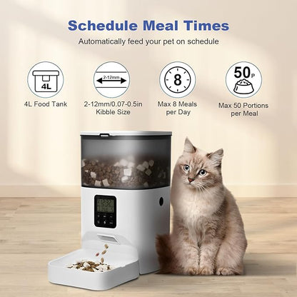 Automatic Cat Feeder, 4L Cat Food Dispenser - Image 2