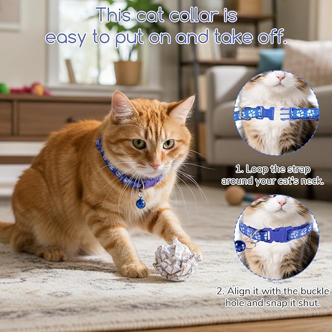 6 Pcs Collar for Cats, Breakaway Cat Collars Reflective Safety Kitten Collar - Image 7