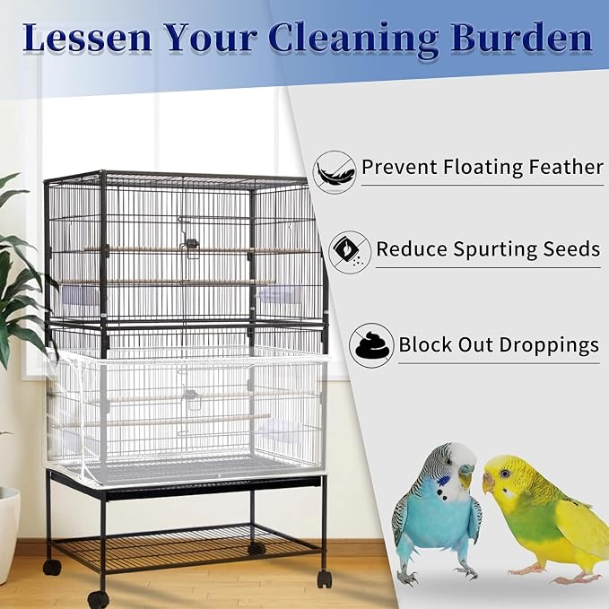Daoeny Large Bird Cage Cover, Bird Cage Seed Catcher, Adjustable Soft Airy - Image 2