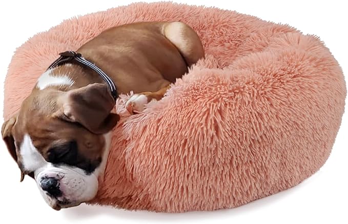 Calming Donut Dogs Beds for Small Dogs Washable, 19inch Fluffy Round Puppy Bed by nononfish