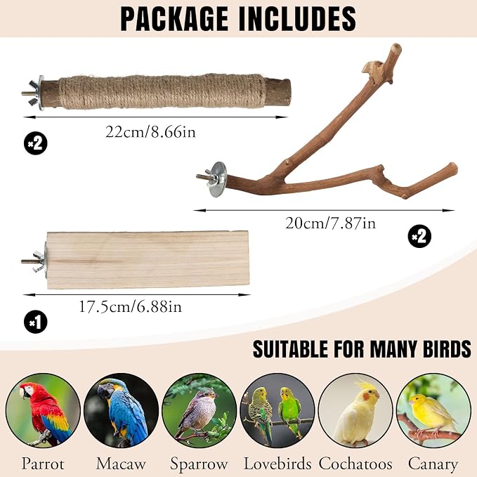 REHALY Large Bird Perch Stand, Paw Grinding Forks, Stand & Toys - Image 6