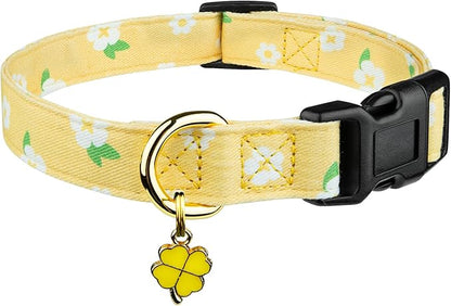 Cotton Handmade Dog Collar Cute and Distinctive Patterns Yellow Flower by Fyeqyaou