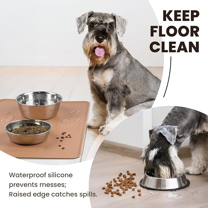 VIVAGLORY Dog Food Mat Flexmat Dog Bowl Mat, Placemat Food Tray - Image 2