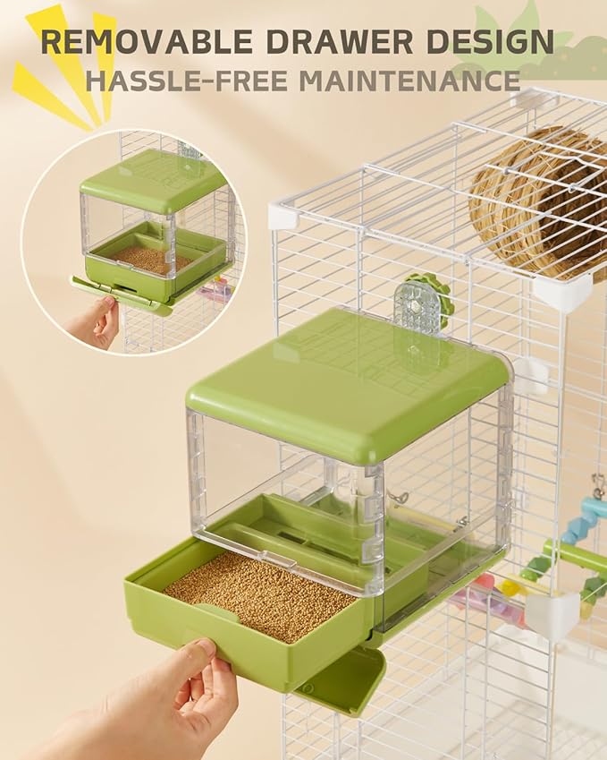 septillar Bird Feeder and Bath for Cage, Hanging Bird Bathtub Bath Shower Box - Image 3