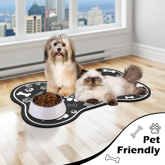 Dog Cat Food Mat, Rapid Absorbent Pet Feeding Mat, Bone Shaped Dog Placemat - Image 7