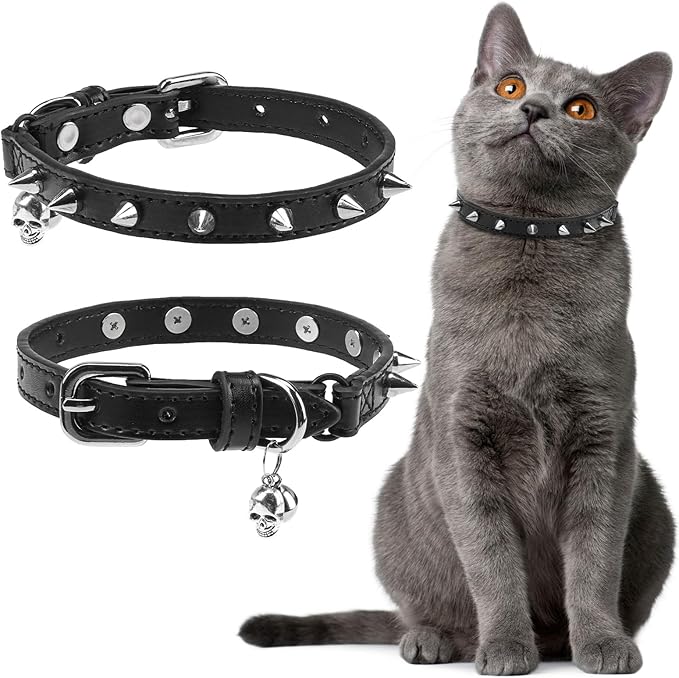 EXPAWLORER Leather Cat Collar for Girl Boy- Adjustable Pet Collar by EXPAWLORER