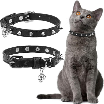 EXPAWLORER Leather Cat Collar for Girl Boy- Adjustable Pet Collar by EXPAWLORER