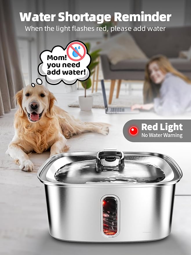 Dog Water Fountain for Large Dogs, 9L/2.4Gal Stainless Steel Dog Fountain - Image 8