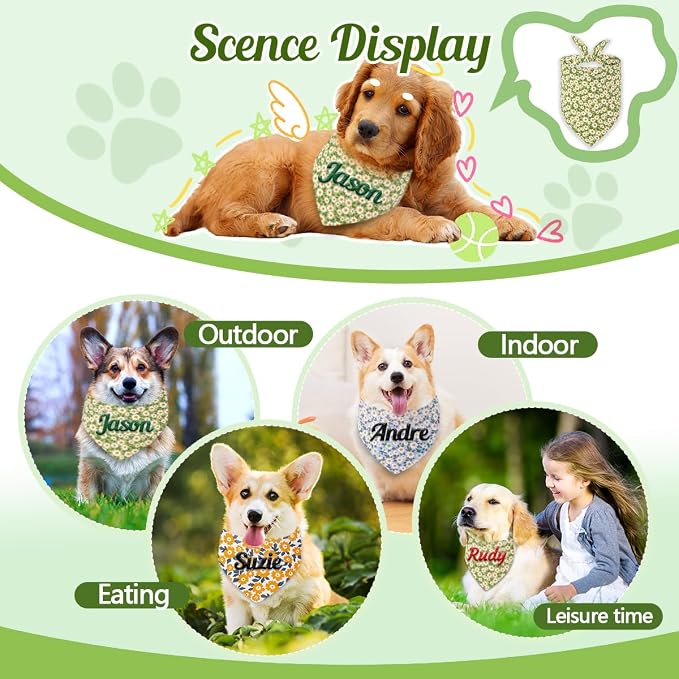 Personalized Dog Bandana with Embroidered Name, Custom Neckwear Dog Scarf - Image 5