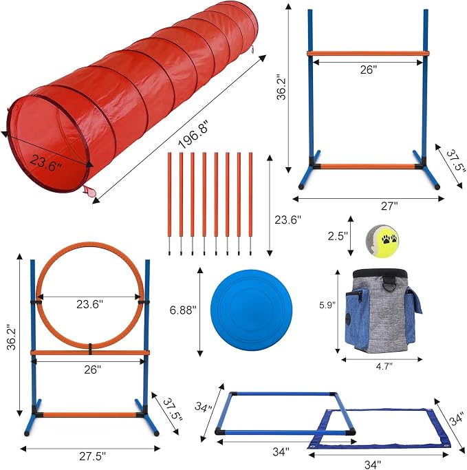 15 Piece Pets Agility Training Equipment, Obstacle Course Kit - Image 2