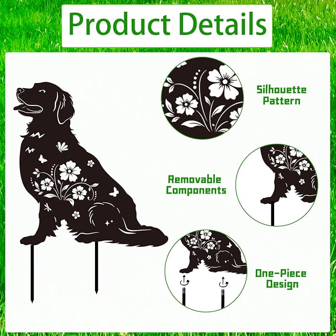 Golden Retriever Metal Garden Stakes Yard Decor, Lawn Ornaments - Image 3