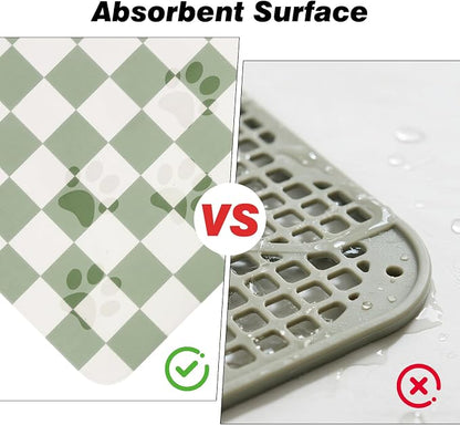 Checkered Dog Food Mat, Absorbent Leak-Proof Pet Feeding Mat, Quick Dry Cat - Image 9