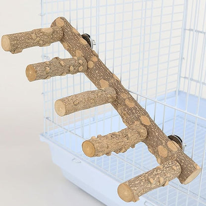 Bird Parrot Ladder Perch for Cage, Nature Wooden Bird Bridge Exercise Stands - Image 7