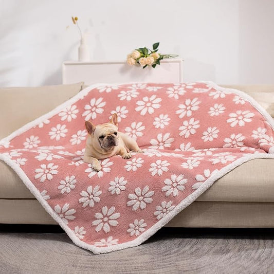 Waterproof Blanket for Dog Cat or Adult, Cute 3D Textured Flower Dog Blanket by Yaning