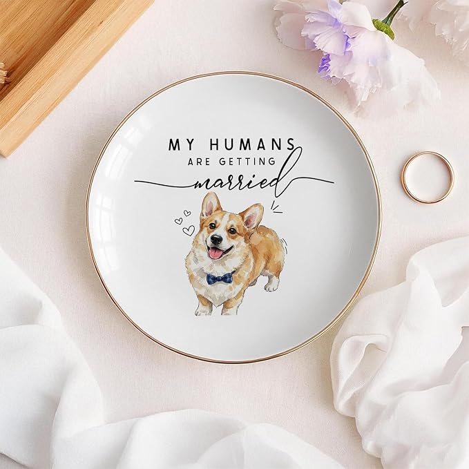 Custom Pet Portrait Watercolor Ring Dish, My Humans Are Getting Married Jewelry - Image 5
