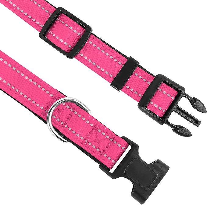 Reflective Dog Collar, Adjustable Soft Neoprene Padded Nylon Pet Collars - Image 3