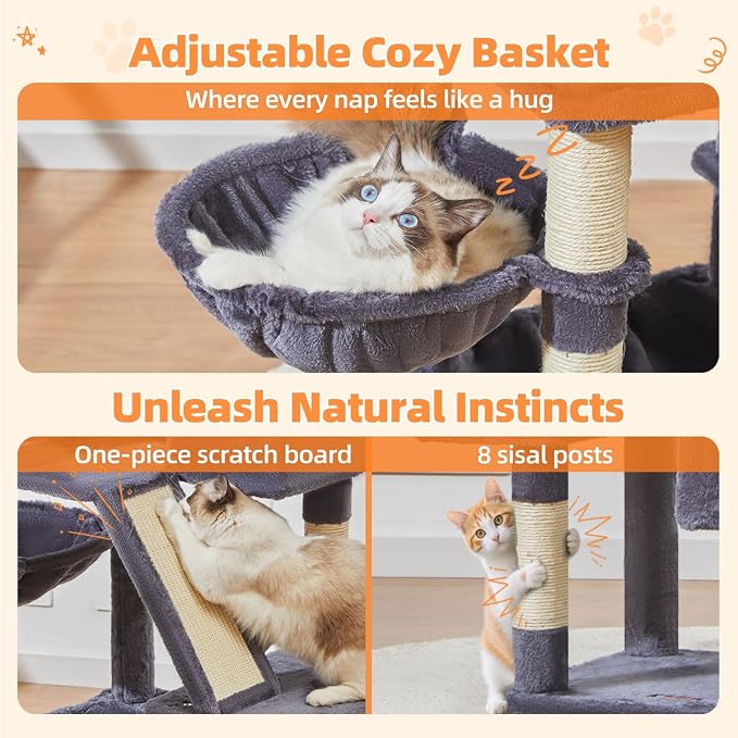 Taoqimiao Cat Tree 57.5-Inch, Cat Tower - Image 6
