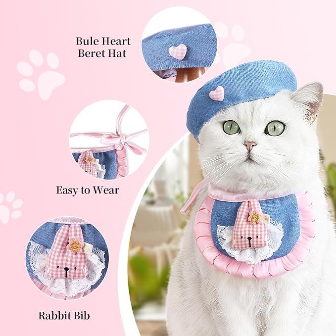 HOWWFALY Adorable Cat Princess Costume Blue Cat Beret - Image 3