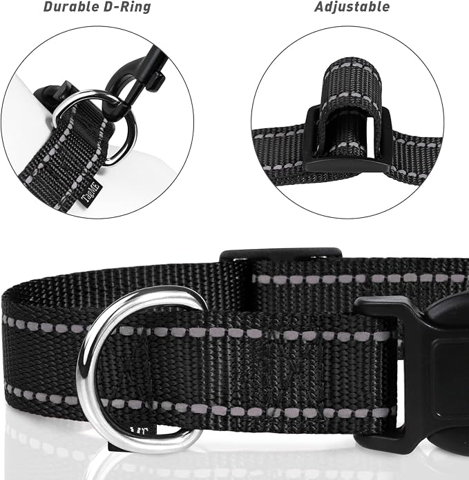 TagME Reflective Nylon Dog Collars, Adjustable Classic Pet Collar - Image 3