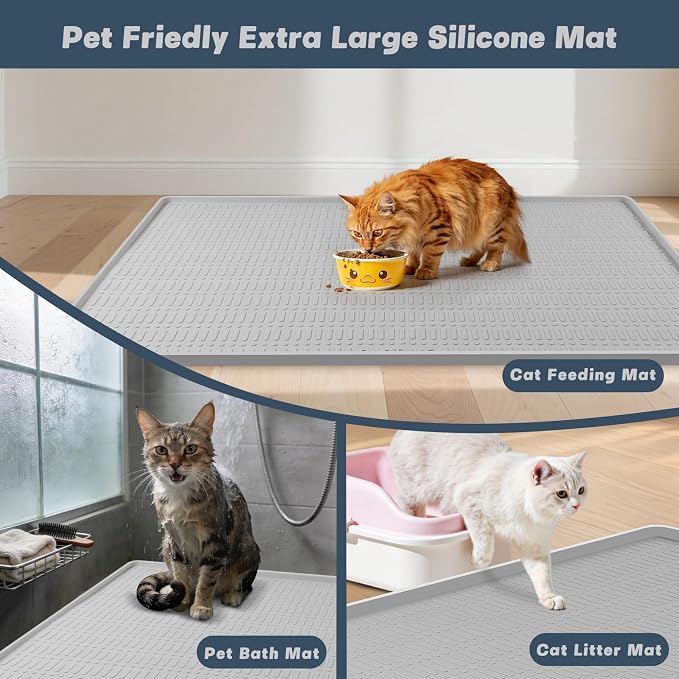 47" x 35" Silicone Cat Food Mat, Waterproof Pet Feeding Mat - Image 7