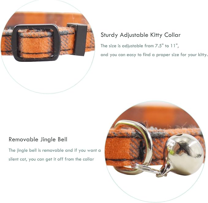 Breakaway cat Collars with Bell, Durable & Safe Cute Kitten Collars Safety - Image 4