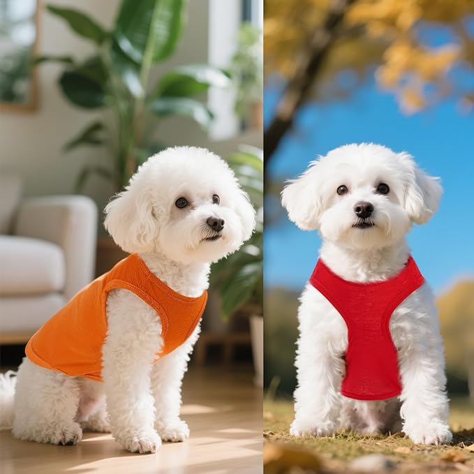 4 Pcs Cat Shirts Solid Color Dog Clothes Summer Sleeveless Pet T Shirts - Image 4