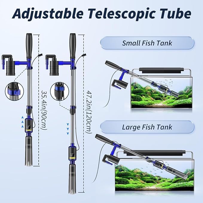 Fish Tank Cleaner, 530GPH/32W Electric Fish Tank Cleaning Tools, Adjustable - Image 6
