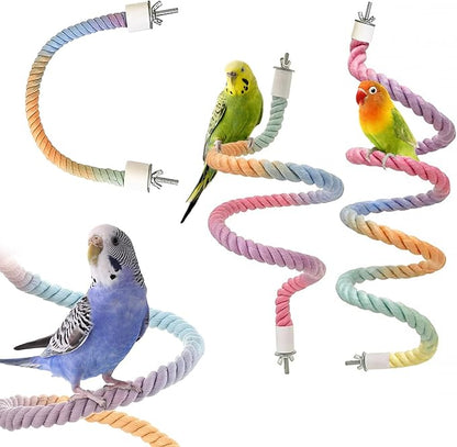 3pcs Gradient Colorful Bird Rope Perch Stand, Bird Cage Climbing Rope Toys by Welldobetter