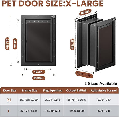 3-Flap XL Dog Door, All Aluminum Alloy Extra Large Dog Door door - Image 6
