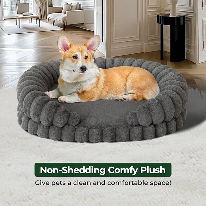 BALANCE Calming Dog Bed for Medium Sized Dogs, 30 Inches Oval Washable Pet Bed - Image 3