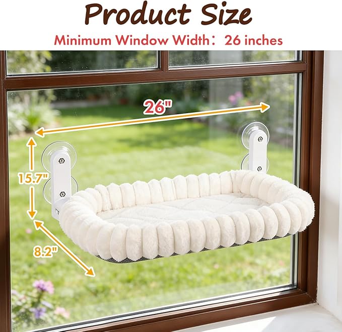 2PC Cat Window Perch with Bolster Foldable Cat Hammock Cushion Bed - Image 3