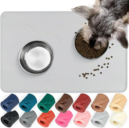 VIVAGLORY Dog Food Mat Flexmat Dog Bowl Mat, Placemat Food Tray by Vivaglory