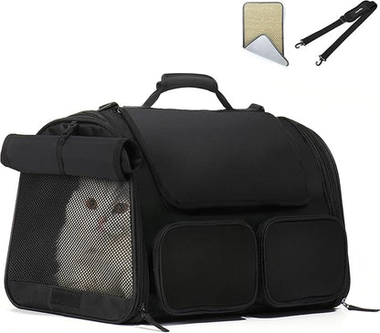 FUKUMARU Cat Carrier, 4 Mesh Windows Small Dog Carrier, 4 Storage Pockets Cat by FUKUMARU