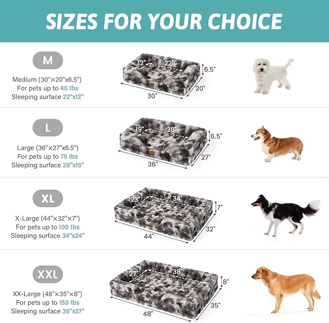 Orthopedic Dog Bed for Extra Large Dog, Soft and Warm Faux Fur Sofa for Giant - Image 3