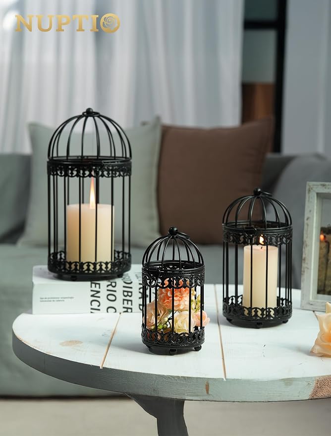 NUPTIO Black Decorative Bird Cage: Birdcage Hanging Lantern - Image 4