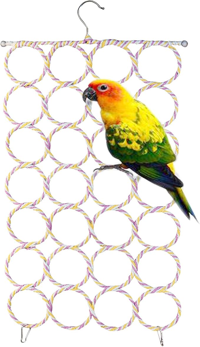 2 Packs Parrot Swing Hanging Toys, Bird Climbing Rope Net Ladders Small Medium - Image 2