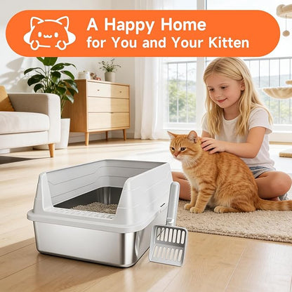 Stainless Steel Cat Litter Box, Odor Free Metal Litter Box - Image 8