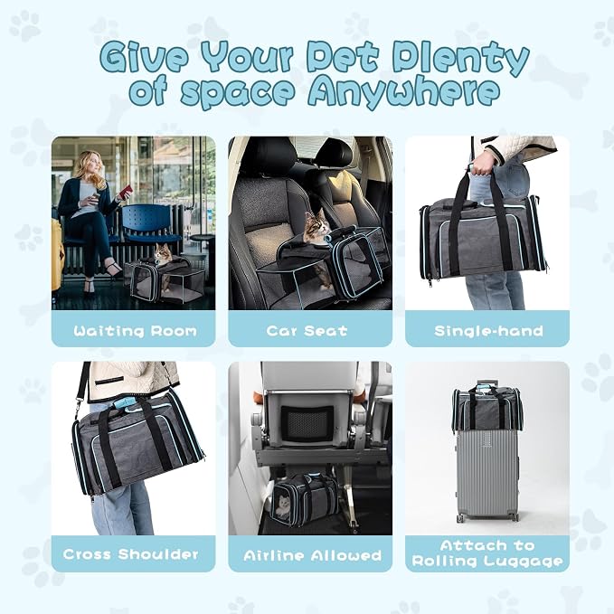 Pesen Expandable Dog & Cat Carrier, Airline Approved Soft Pet Carrier, - Image 5