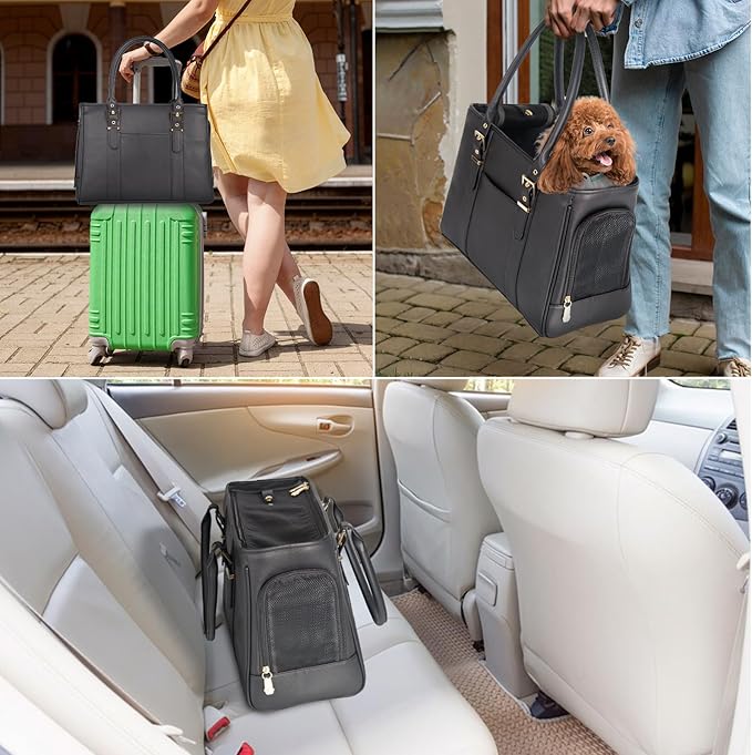 Fashion Pet Carrier Dog Purse Cat Bag Soft-Sided Carriers Travel Airline - Image 6
