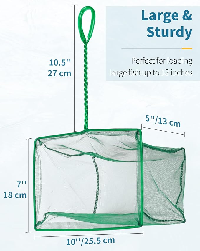 Pawfly Aquarium Fish Net with Braided Metal Handle Square Net with Soft Fine - Image 2