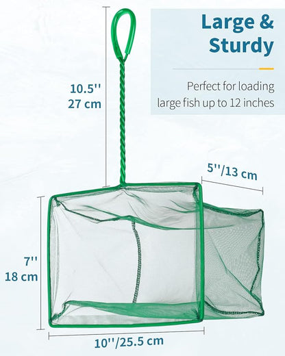 Pawfly Aquarium Fish Net with Braided Metal Handle Square Net with Soft Fine - Image 2