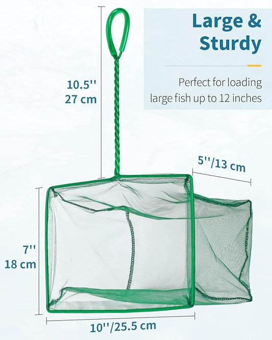 Pawfly Aquarium Fish Net with Braided Metal Handle Square Net with Soft Fine - Image 2