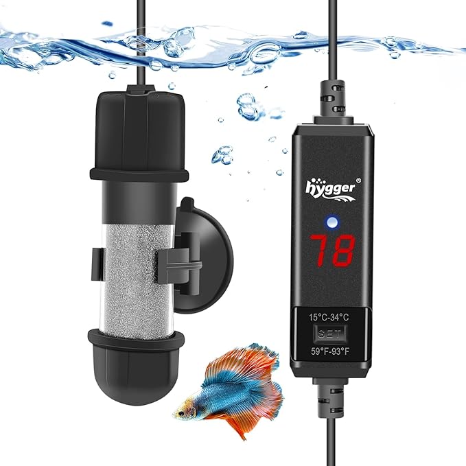 hygger Small Aquarium Betta Heater, Submersible Fish Tank Heater by hygger