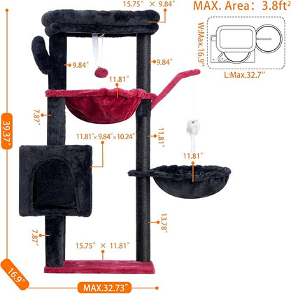 Heybly Cat Tree, 39.4 Inches Gothic Tower Condo - Image 5