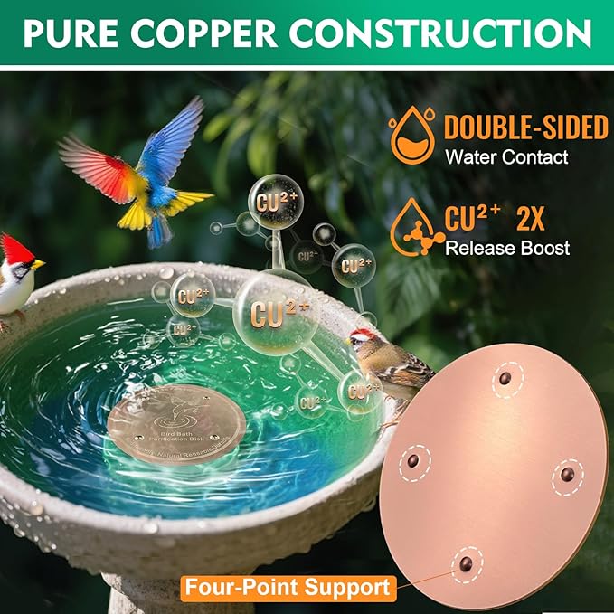 1 Pcs Copper Disc for Bird Bath | 99.99% Pure Copper Plate & Birdbath Disk | - Image 4