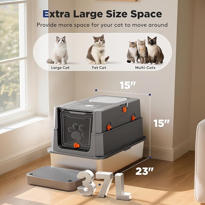 FURTIME Stainless Steel Litter Box - Image 7