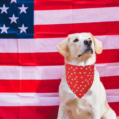 ADOGGYGO Star Dog Bandana 2 Pack, Reversible Red Blue Patriotic Pet Scarf Bib - Image 2